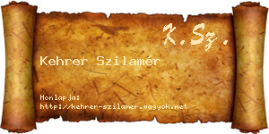 Kehrer Szilamér névjegykártya